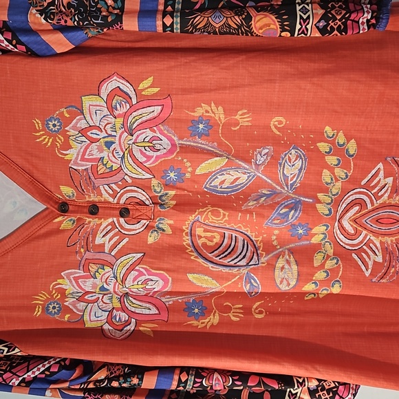 Floral and geometric pattern tunic top 3XL - Picture 2 of 6